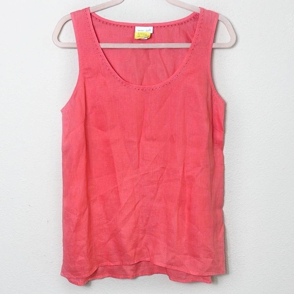 J. Jill Love Linen 100% Linen Tank top Blouse in coral orange size Small